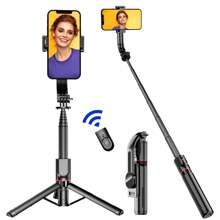 42.7in Selfie Stick Tripod With Front & Rear Lights, Detachable Remote & Hands-Free Shooting - Compatible With Smartphones, Cameras & GoPro - Black + Fill Light * 2 - View 4