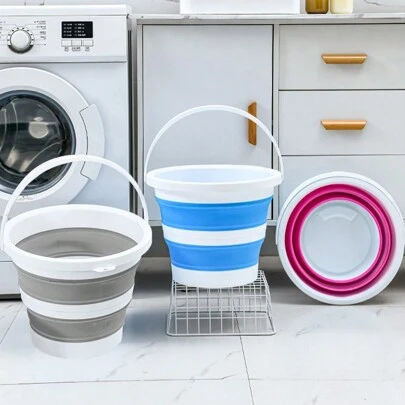 1 pieza Cubo de agua plegable portátil, cubo de lavado de autos de plástico y silicona, cubo de pesca de gran capacidad, cubo de almacenamiento de agua y riego para el hogar, decoración de baño, decoración de otoño, regreso a la escuela