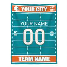 1pc Customized Flannel Blanket With Football Themed Personalized Design - Includes City, Name And Number - Football Style Decorative Gift Idea For Male, Female, Boy Football Fans
