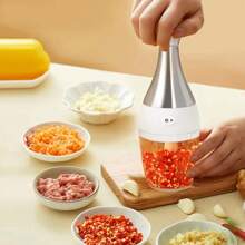 Stainless Steel Garlic Cutter, Manual Pressed Chopper, Mini Dicer Food Chopper For Mincing Garlic Onion Potato Peppers - Silver - View 1