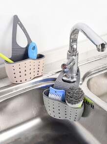 1 túi treo bồn rửa có thể điều chỉnh (2 kiểu ngẫu nhiên), giá để đồ nhà bếp, giỏ thoát nước hai lớp bằng xốp - nhiều màu - Xem 8