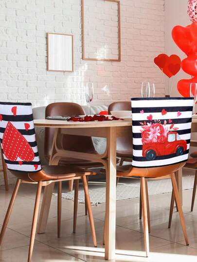 2/4 stuks Valentijnsdag stoelhoezen Set van 6 Valentijnsdag eetkamerstoelhoezen Hallo Valentijn stoelhoezen voor Valentijnsdecoraties Eetkamerstoelhoezen voor dineren Keuken Feest Bruiloft