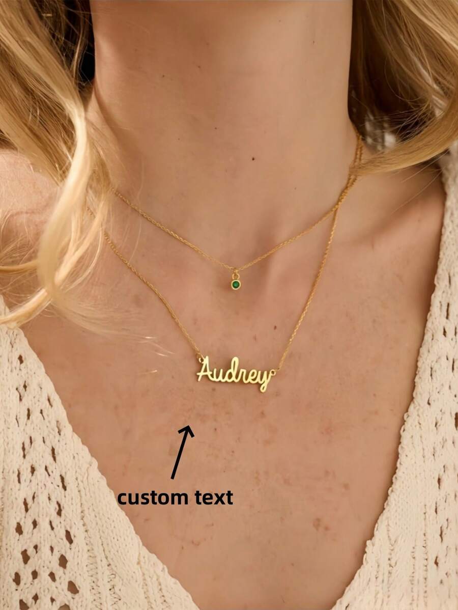 1 st. Goud Rose Goud Aangepaste Gepersonaliseerde Meerlaagse Naamketting Met Geboortesteen Aangepaste Naamketting Geboortesteen Sieraden 18K Vergulde Naamketting Voor Haar Verjaardag Moederdag Cadeau Voor Thuiskomst Cadeau Voor Koppels Kerstcadeau - Veel kleurig - Bekijken 1