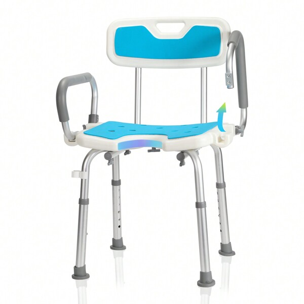 Jiubiaz Tabouret de douche tabouret de salle de bain siège de salle de bain réglable en hauteur 6 réglable avec tapis avec dossier jusqu'à 136 kg