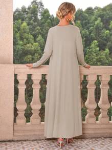 Joyfunear 2pcs/Set Pregnant Women Solid Color Fitted Minimalist Tube Dress And Long Sleeve Maxi Cardigan