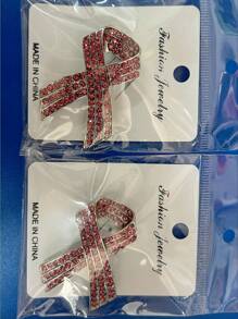 Pink Ribbon Breast Cancer Awareness Lapel Pin, Faith, Power, Hope Butterfly Design, Rhinestone Pink Ribbon Hope Brooch Best Gifts Birthday Graduation - Pink Rhinestones - View 7