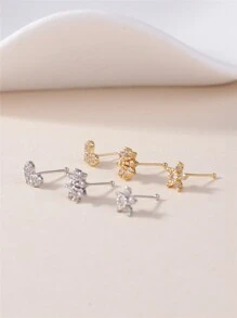 KARYOKO Bộ 3 chiếc ghim mũi nữ, đá Cubic Zirconia sáng bóng AAA hình trái tim và hoa đính kèm ghim bi và nhẫn mũi xương Ngày lễ tình nhân, Mẹ, Mẹ, Ngày của Mẹ, Quà tặng - Khuyên mũi - Xem 8