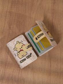 Estuche compacto para mujer con 20 ranuras para tarjetas, puede almacenar tarjetas, licencia de conducir y varias tarjetas, diseño de gato de dibujos animados con botón a presión, regalo de estuche para tarjetas con diseño de gato creativo y doodle para mujeres