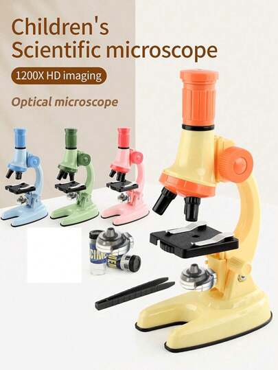 1pc Kids Microscope Kit Science Lab Toys,LED 100-1200X Biological Microscope Home School Educational Toys Children Optical Instruments