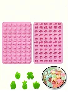 Molde de silicona mini para hacer gomitas tipo gominolas, molde para hacer chocolates, dulces, ceras derretidas y postres con diferentes sabores como manzana, naranja, frambuesa, fresa, cáscara de piña, etc.