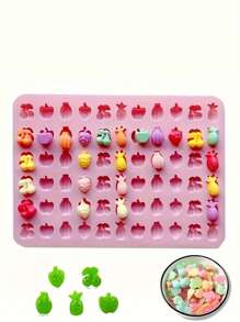 Molde de silicona mini para hacer gomitas tipo gominolas, molde para hacer chocolates, dulces, ceras derretidas y postres con diferentes sabores como manzana, naranja, frambuesa, fresa, cáscara de piña, etc.