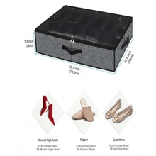 1pc 10/12-Compartment Foldable Cloth Shoe Storage Box With Transparent Lid, Dual Handle Transparent Window Storage Bag For Under Bed, Closet, Bedroom, Dorm, Space Saving Bedroom Accessory