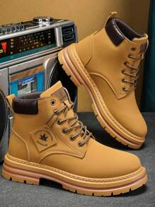 Últimos Botas Senda para Hombre de Caña Alta, Zapatos Grandes Amarillos para Hombre con Forro de Peluche, Nuevas Botas de Invierno de Carga para Hombres - Amarillo - Ver 2