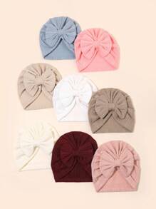 8pcs/Pack 1-6 Months Baby Knitted Jacquard Headband Hats, Infant Bow Turban Caps, Assorted Seasonal Designs