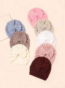 8pcs/Pack 1-6 Months Baby Knitted Jacquard Headband Hats, Infant Bow Turban Caps, Assorted Seasonal Designs