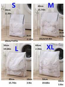 1pc White Laundry Wash Bag With Handle And Honeycomb Mesh For Delicates, Thick Fine Mesh Washing Machine Bag