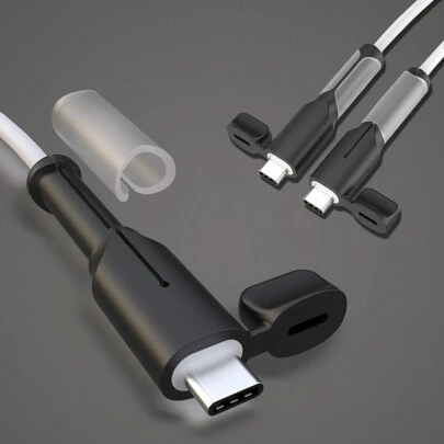 充电器线保护器，Type-C 转 Type-C/USB A 转 Type-C 硅胶充电器线保护器，2024 新款二合一数据线保护器和绕线器，手机充电器线保护器