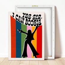 1pc, Canvas Hanging Poster, Solid Wood Framed Painting, I Can Boogie Disco 70s Style Music Poster Gift Print Wall Art For Living Room, Bedroom Wall Decor, Home Decor, Room Decor