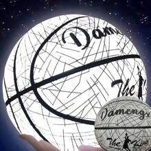1pc Size 7 Luminous Basketball, Suitable For Outdoor Match And Training, Durable & Glow-In-The-Dark, With Air Inflator And Metal Needle - White - View 6