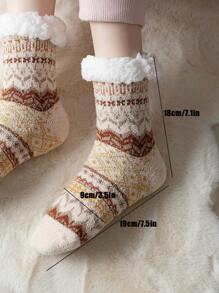 女士保暖加厚中筒袜，秋冬季保暖防滑，内里柔软舒适，略微紧身。 - 彩色 - 查看 10