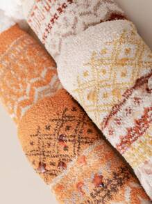 女士保暖加厚中筒袜，秋冬季保暖防滑，内里柔软舒适，略微紧身。 - 彩色 - 查看 7