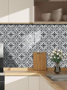 10片装花卉图案PVC仿瓷砖贴纸墙纸壁纸DIY拼接自粘可移除墙面装饰贴墙面家装防脏遮丑厨房卫生间客厅墙面空间美化拉玛装饰 装修贴纸可撕墙板 墙纸壁纸 春季装修用品 焕然一新家居 拉玛装饰贴纸 - 彩色 - 查看 15