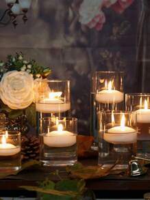 1 chiếc giá đỡ nến thủy tinh hình trụ trong suốt, giá đỡ nến thủy tinh borosilicate thon gọn, bình thủy tinh chịu nhiệt, thích hợp cho đám cưới, tiệc lễ, trang trí bàn làm việc, phông nền tiệc tối (không bao gồm nến), trang trí phòng, quà tặng - Nhiều màu - Xem 4