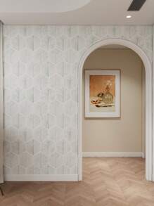 YUANYI 1 Roll 17.52in*39.37in Removable And Reusable Wallpaper, Self-Adhesive Vinyl Furniture Sticker, Waterproof Modern Geometric Green Striped Pattern, Suitable For Bathroom, Living Room, Bedroom And Kitchen Wall Decor, PVC Removable