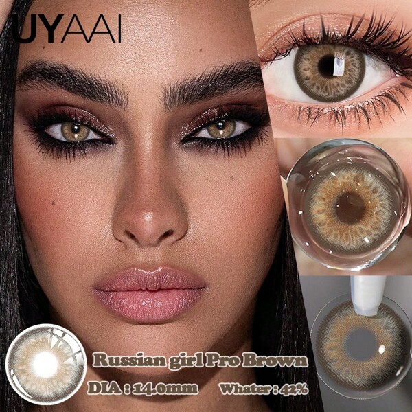 UYAAI 1 paire de lentilles de contact colorées jetables annuelles à grand diamètre naturel, pour le rendez-vous ou le port quotidien, soirée UYAAI