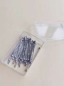 1 Caja de Alfileres para el Hiyab con acabado plateado brillante y aspecto similar a las perlas