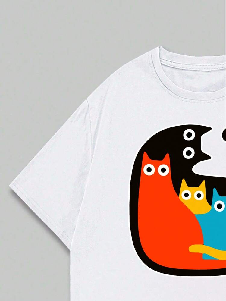Cartoon Animal T-Shirt Cute Style Cotton Soft Blouse Beautiful And Breathable Premium Summer - 白色 - 查看 2