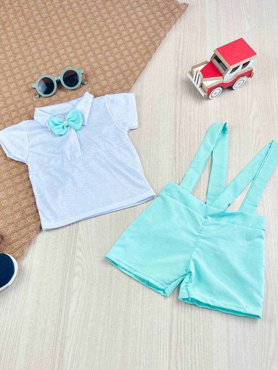Arthur Baby Formal Shirt And Shorts/Suspender Set - Green - View 1