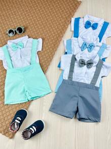 Arthur Baby Formal Shirt And Shorts/Suspender Set - Green - View 3