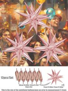 12 件套彩色爆炸星形铝箔气球，泪珠闪光气球，适用于婚礼生日派对装饰 - 彩色 - 查看 16