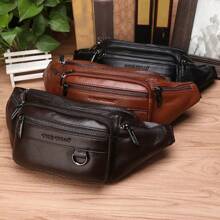 Bolsa cinto Pochete de Couro Genuíno para Homens de Viagem Retro Pele Natural Bolsa Masculina Transversal Corpo Bandoleira Quadril Faixa de Bolsas