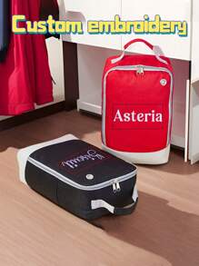 1 pièce Sac fourre-tout portable personnalisé avec broderie de nom, sac cadeau, sac de rangement pour voyages/travail, sac anti-poussière pour chaussures à la maison, sac de rangement ménager, convient pour un usage quotidien, peut être offert en cadeau à la famille et aux amis