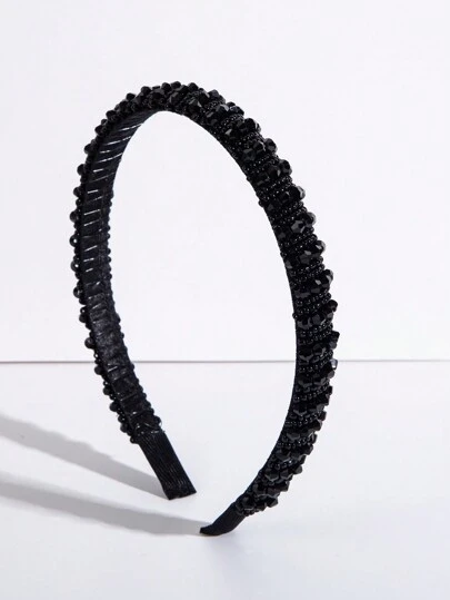 1pc Thin Mesh Crystal Headband, Korean Style Hair Accessory,Hairband,Hair Hoop Headbands, Black Head Accessories