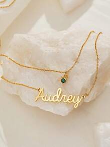 1 st. Goud Rose Goud Aangepaste Gepersonaliseerde Meerlaagse Naamketting Met Geboortesteen Aangepaste Naamketting Geboortesteen Sieraden 18K Vergulde Naamketting Voor Haar Verjaardag Moederdag Cadeau Voor Thuiskomst Cadeau Voor Koppels Kerstcadeau - Veel kleurig - Bekijken 5