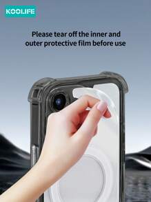 Apple Koolife 1pc Anti-Fall Magnetic Absorption Transparent TPU+PC Shockproof Protective Case With Independent Buttons Compatible With Iphone 16/16 Pro/16 Plus/16 Pro Max/11/12/12 Pro/12 Pro Max/13/13 Pro/13 Pro Max/14/14 Plus/14 Pro/14 Pro Max/15/15 Pro/15 Plus/15 Pro Max - Hộp đựng thẻ từ + màu đen trong suốt - Xem 7
