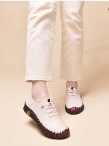 Nuevos zapatos informales para mujer, zapatos Oxford de suela suave, cómodos, mocasines, zapatos informales sin cordones para mujer, color blanco