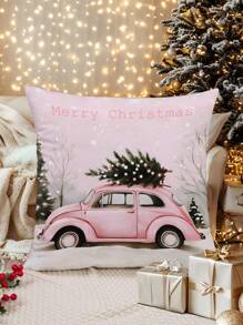 1pc Christmas Gingerbread Man, Pine Cone, And Holly Leaf Pattern Decorative Cushion Cover, Modern Fabric Velvet Print Throw Pillow Sham For Sofa/Living Room Christmas Home Decor, No Filler.