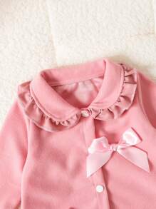 2 件套女婴可爱彼得潘领蝴蝶结夹克带帽子 - 粉色 - 查看 4