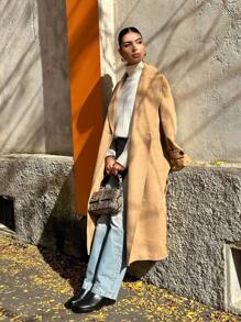 High Neck Raglan Sleeve Loose Casual Knit Sweater