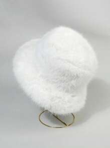 1pc Women Faux Fur Y2K Style Thick Furry Bucket Hat, Suitable For Extremely Cold Days, Outdoor Snow Activity, Daily Wear, Warm In Winter