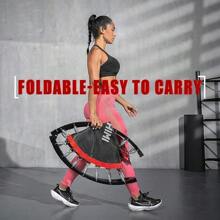 Kanchimi 40" Folding Mini Fitness Indoor Exercise Workout Rebounder Trampoline With Handle, Max Load 330lbs(Black) - Default - View 7