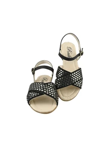 Sandália de Salto Infantil Menina Salomé Tiras Preto - Preto - Visão 5