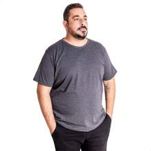 Camiseta Plus Size Manga Curta Confortável Algodão Premium - Chumbo - Visão 2