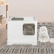 Bac à litière en PP - Pelle gratuite - Maison pour chat XXL grande capacité - 45*35*38cm