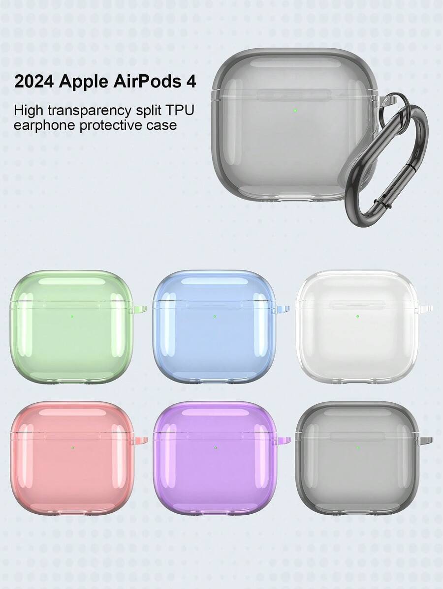1 件 TPU 透明简易保护壳适用于新款 2024 Apple AirPods 4 蓝牙耳机 - 多色 - 查看 1
