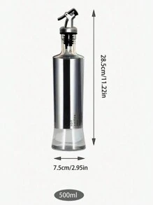1pc Stainless Steel Oil Bottle With Glass Container, Oil & Vinegar Sauce Dispenser, Scale & Clamp Design For Oil Control, Home & Kitchen Use - Multicolor - View 15